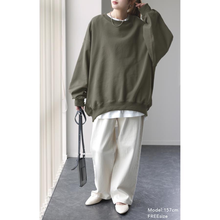 トレーナー レディース トップス スウェット 薄手 オーバーサイズ 体型カバー チュニック ドルマン ぽわん袖 長袖 2411sl | HUG.U | 06