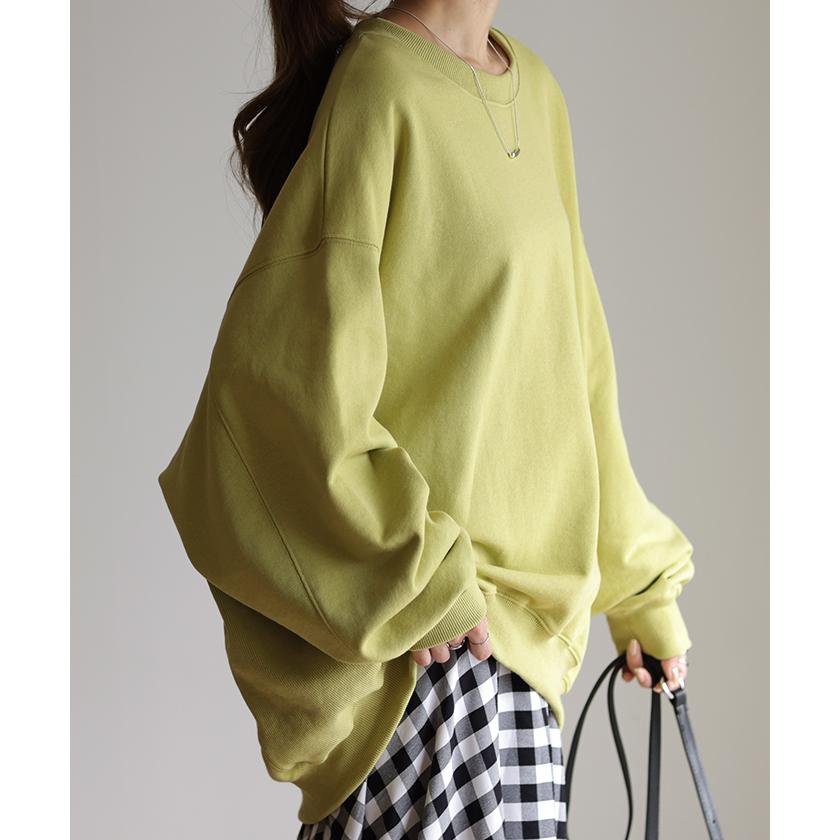 トレーナー レディース トップス スウェット 薄手 オーバーサイズ 体型カバー チュニック ドルマン ぽわん袖 長袖 2411sl | HUG.U | 08