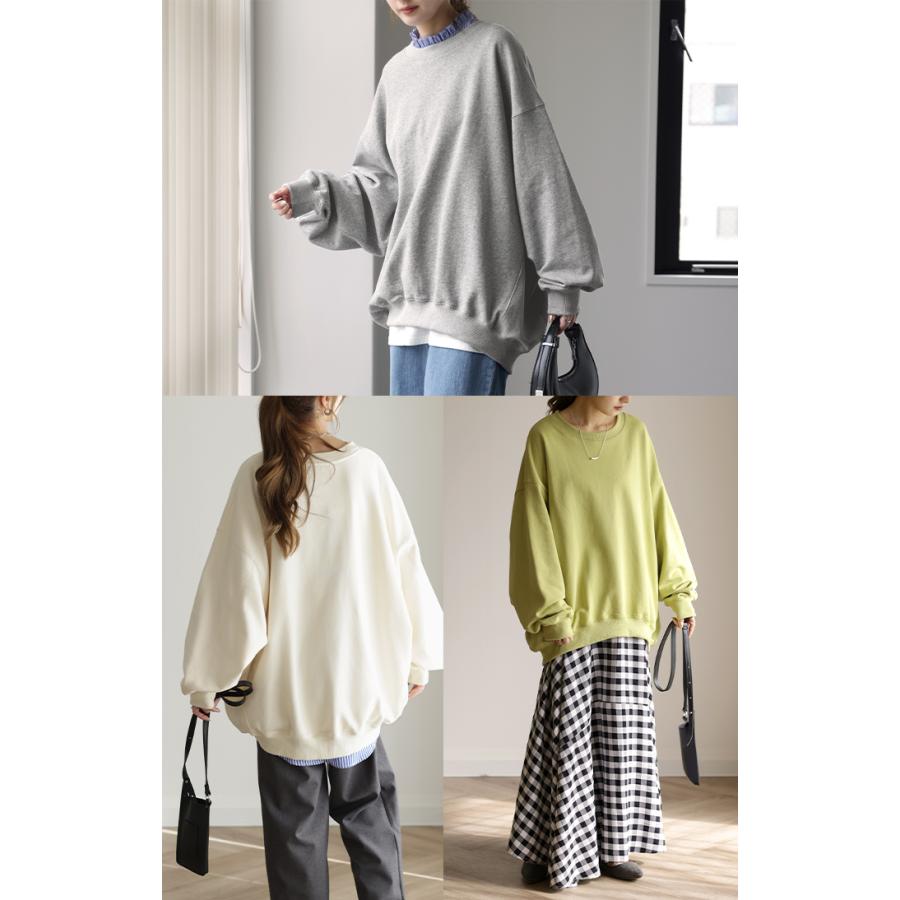 トレーナー レディース トップス スウェット 薄手 オーバーサイズ 体型カバー チュニック ドルマン ぽわん袖 長袖 2411sl | HUG.U | 12