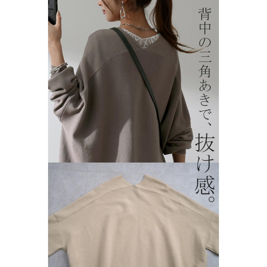 ワンピース レディース ニット 綿 100% ロング Vネック 体型カバー コクーン ニットワンピ ニットワンピース ロングワンピース 長袖 レイヤード 無地 | HUG.U | 17