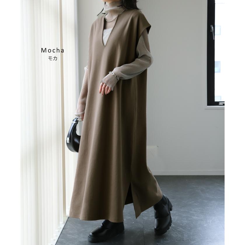 ワンピース ロング ロングワンピ レイヤード レディース スリット フレンチスリーブ 半袖 二の腕カバー2 2411sl | HUG.U | 23
