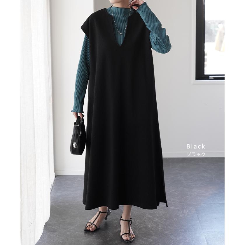 ワンピース ロング ロングワンピ レイヤード レディース スリット フレンチスリーブ 半袖 二の腕カバー2 2411sl | HUG.U | 25