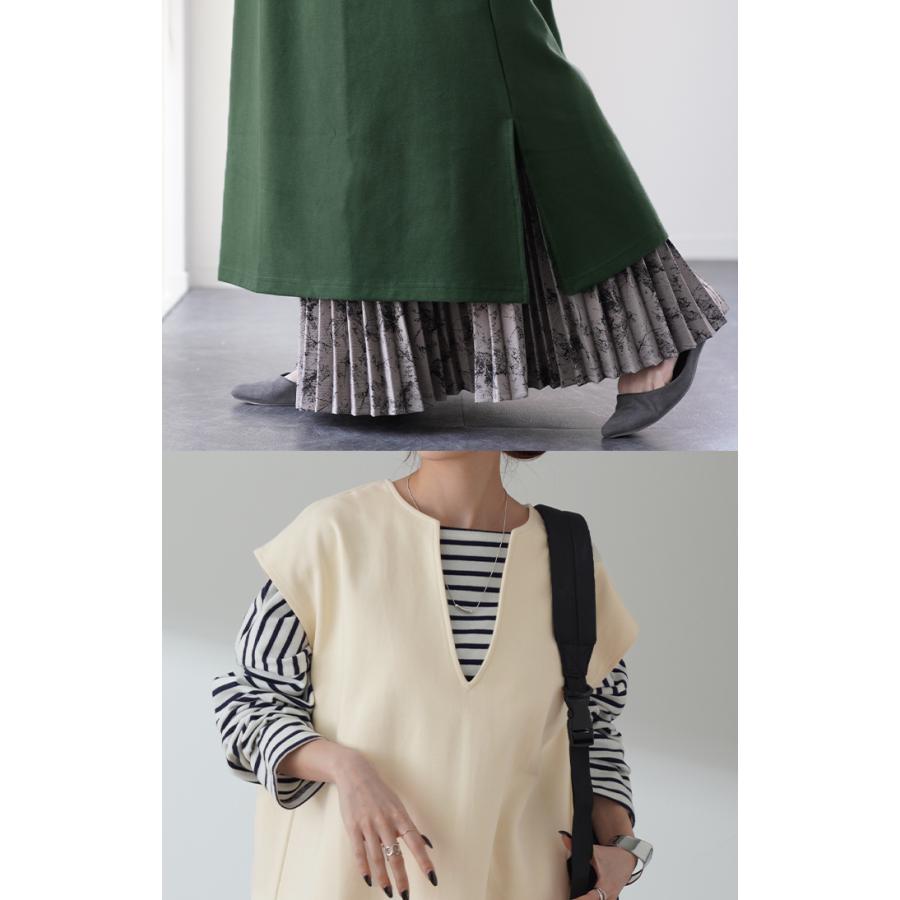 ワンピース ロング ロングワンピ レイヤード レディース スリット フレンチスリーブ 半袖 二の腕カバー2 2411sl | HUG.U | 12