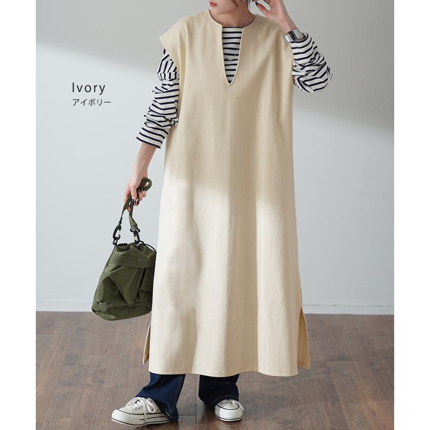 ワンピース ロング ロングワンピ レイヤード レディース スリット フレンチスリーブ 半袖 | HUG.U | 20