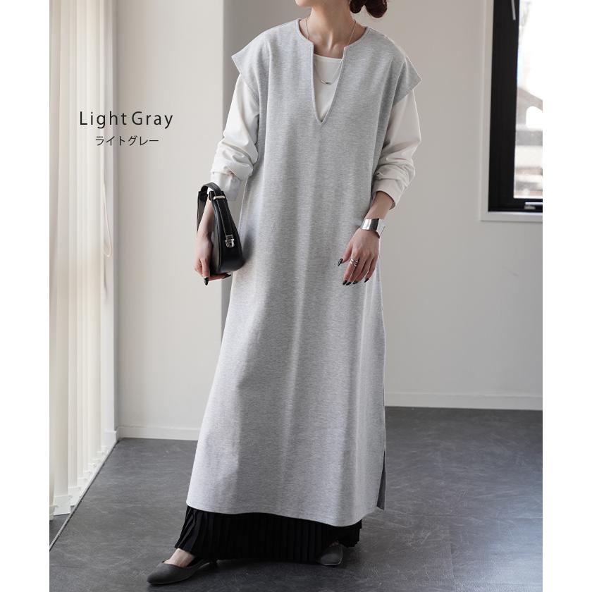 ワンピース ロング ロングワンピ レイヤード レディース スリット フレンチスリーブ 半袖 | HUG.U | 21