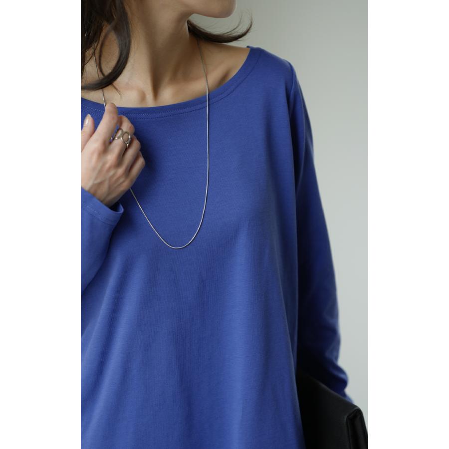 カットソー レディース 秋 新作 インナー トップス ロンT 無地 Tシャツ チュニック レイヤード 薄手 クルーネック ボートネック 長袖 差し色 デコルテ | HUG.U | 28