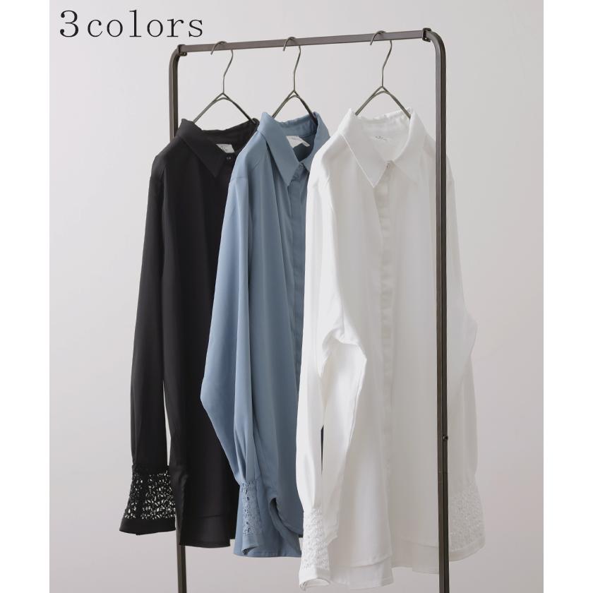 シャツ レース 袖 トップス レディース レイヤード チュニック シフォン ブラウス レースインナー | HUG.U | 11