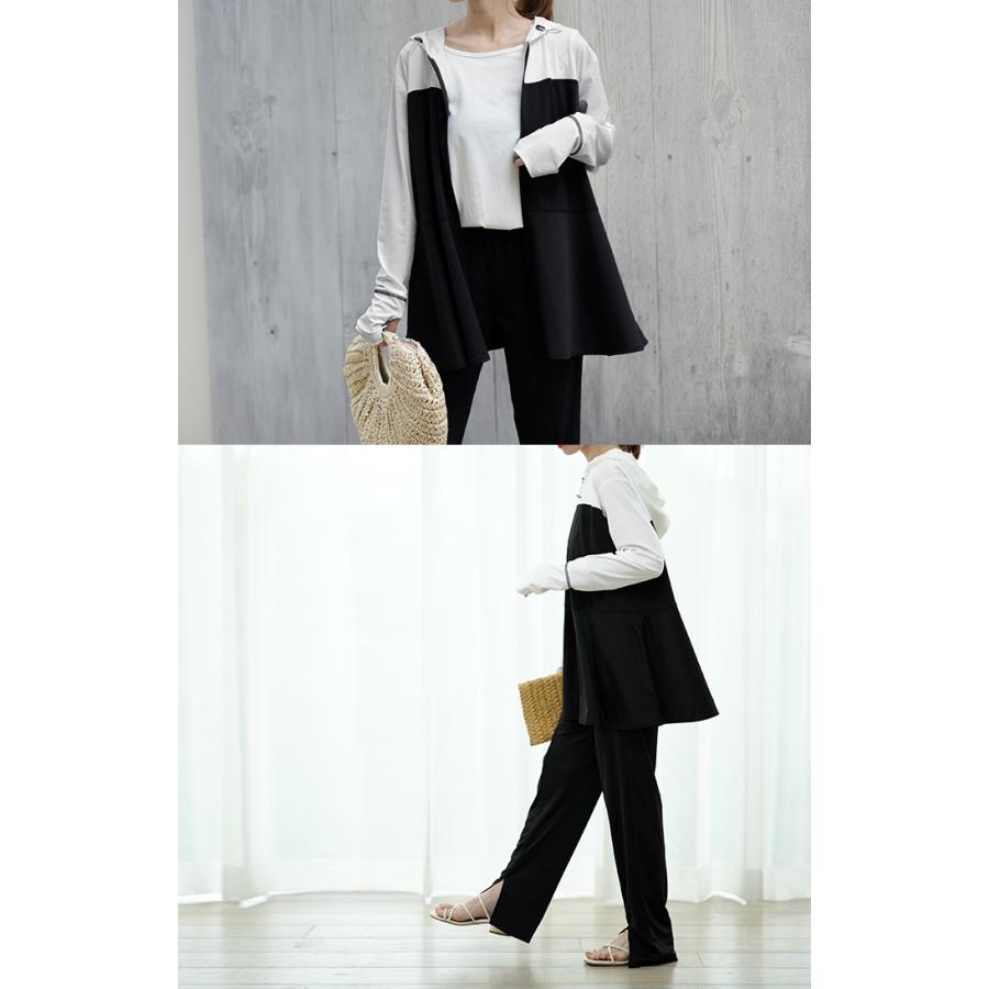 ラッシュガード レディース パーカー 2点セット パンツ 長袖 フレアパンツ トップス 体型カバー アウター 指穴 ボトムス ストレッチ 春 夏 | ブランド登録なし | 10