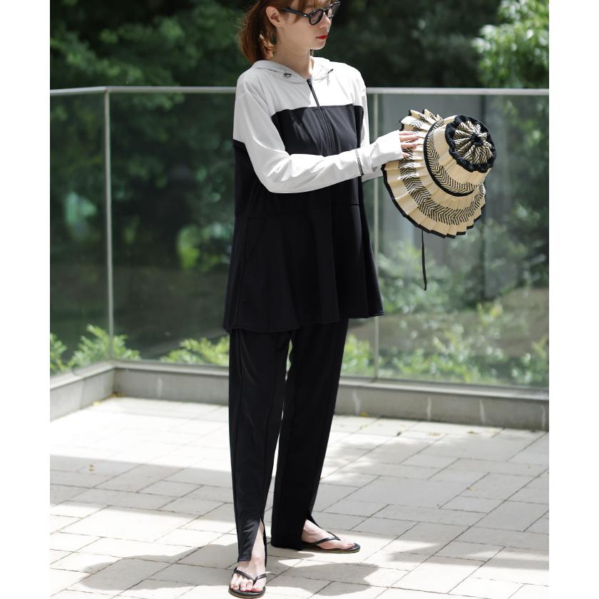 ラッシュガード レディース パーカー 2点セット パンツ 長袖 フレアパンツ トップス 体型カバー アウター 指穴 ボトムス ストレッチ 春 夏 | ブランド登録なし | 13