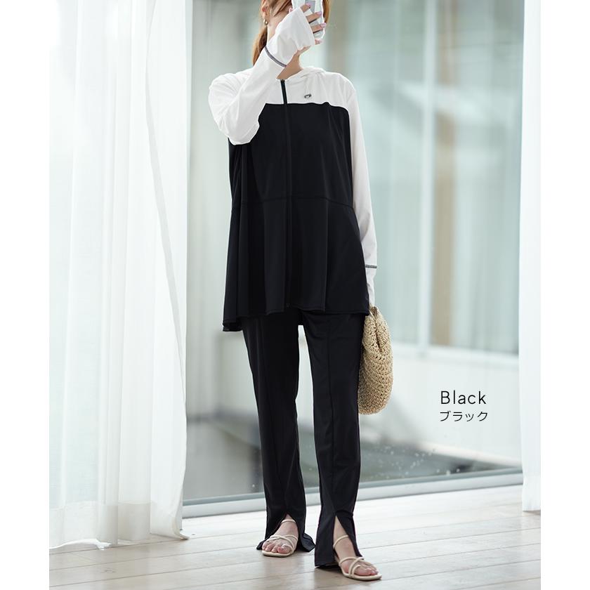 ラッシュガード レディース パーカー 2点セット パンツ 長袖 フレアパンツ トップス 体型カバー アウター 指穴 ボトムス ストレッチ 春 夏 | ブランド登録なし | 14