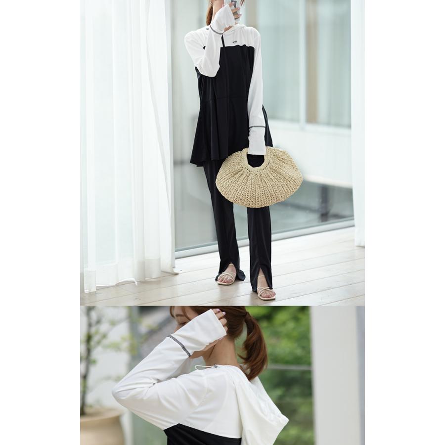 ラッシュガード レディース パーカー 2点セット パンツ 長袖 フレアパンツ トップス 体型カバー アウター 指穴 ボトムス ストレッチ 春 夏 | ブランド登録なし | 08