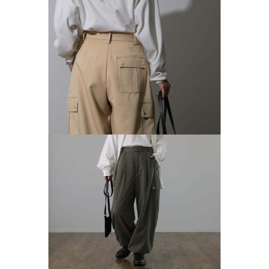 カーゴパンツ レディース 秋 新作 パンツ カーブパンツ カーゴ ワイドパンツ ジョガーパンツ ボトムス ロング ワイド サーカスパンツ タックパンツ ズボン | HUG.U | 12