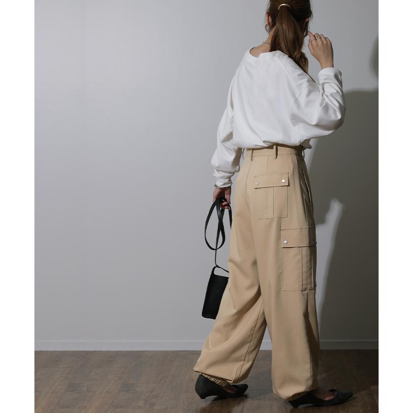 カーゴパンツ レディース 秋 新作 パンツ カーブパンツ カーゴ ワイドパンツ ジョガーパンツ ボトムス ロング ワイド サーカスパンツ タックパンツ ズボン | HUG.U | 10