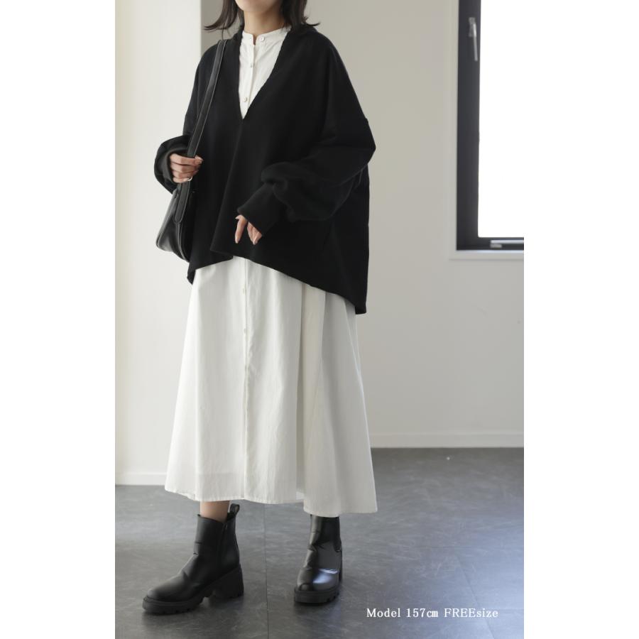 トップス スウェット 体型カバー レディース トレーナー レイヤード チュニック 大きいサイズ 無地 Vネック | HUG.U | 11