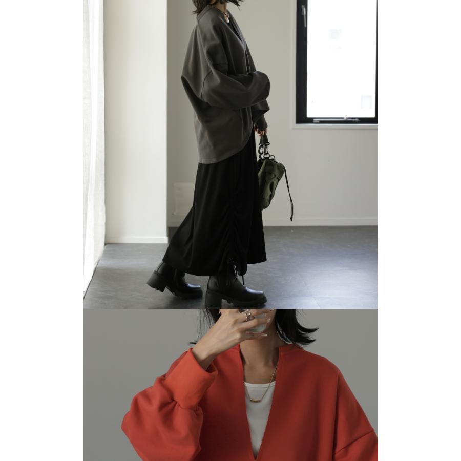 トップス スウェット 体型カバー レディース トレーナー レイヤード チュニック 大きいサイズ 無地 Vネック | HUG.U | 12