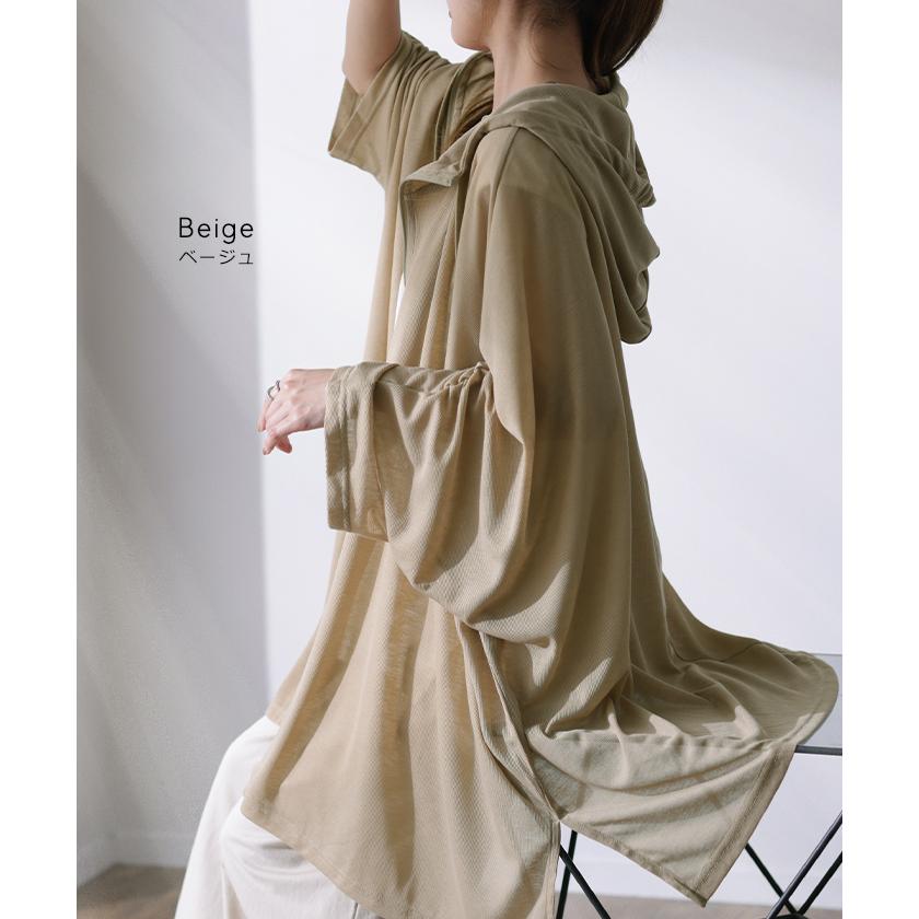 カーディガン レディース UVカット パーカー トップス 紫外線対策 薄手 涼しい 体型カバー 大きいサイズ ポンチョ 長袖 | HUG.U | 23