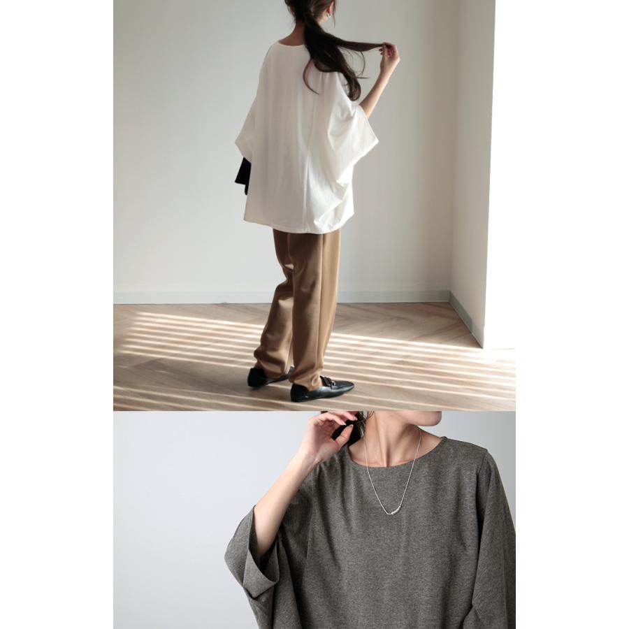 Tシャツ レディース トップス 二の腕カバー ドルマン チュニック 半袖 五分袖 お尻が隠れる オーバーサイズ | HUG.U | 13