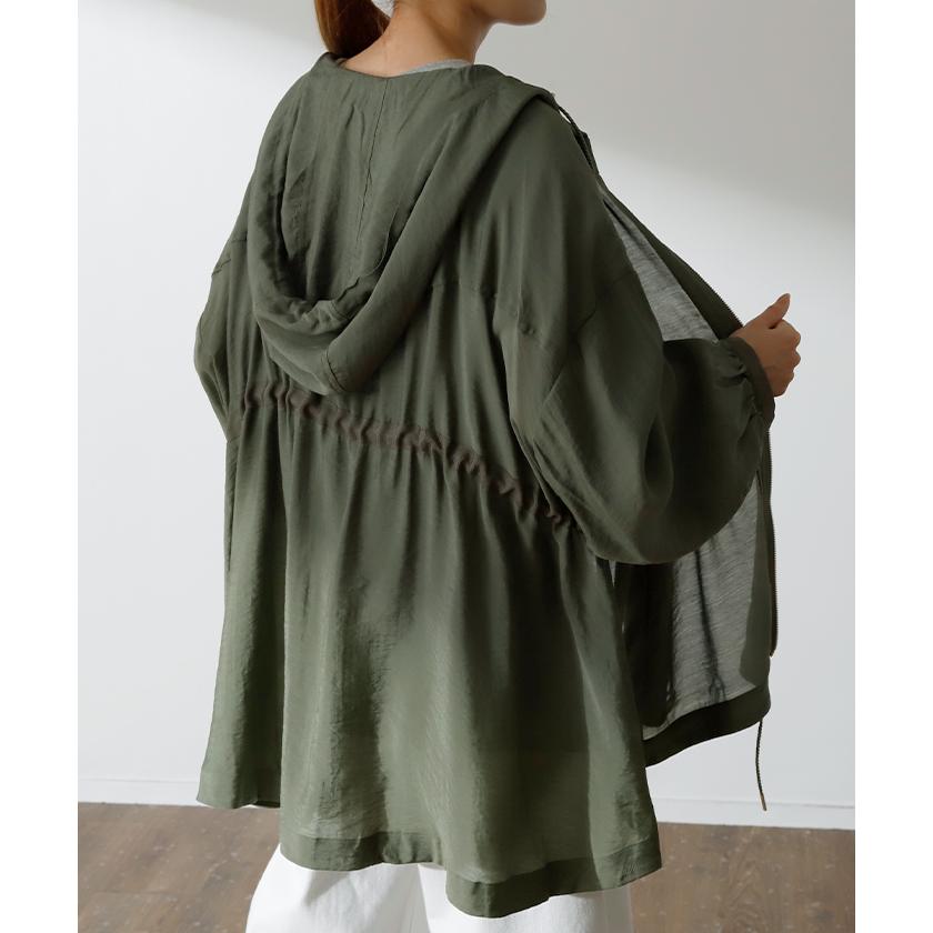 パーカー レディース 薄手 シアー 羽織 トップス ポンチョ カーディガン 長袖 ライトアウター 冷房対策 日よけ フード アウトドア 海 アウター ゆったり | HUG.U | 06