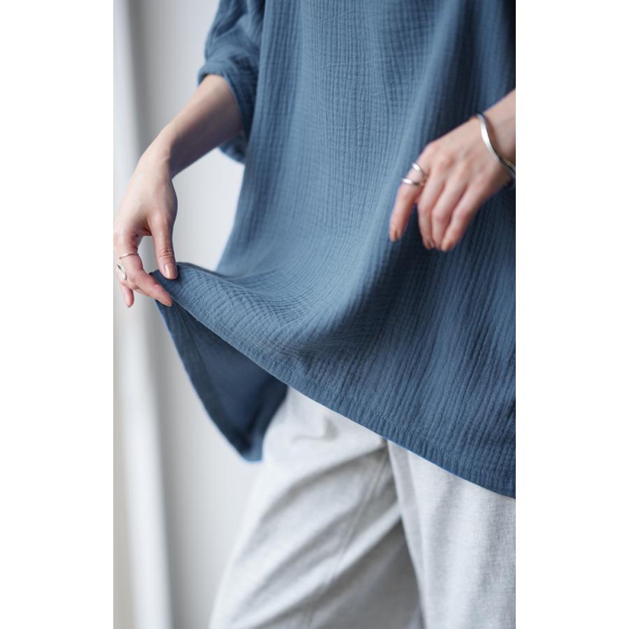 Tシャツ レディース トップス ダブルガーゼ ガーゼ 綿 チュニック ナチュラル 体型カバー コットン 半袖 二の腕カバー | HUG.U | 13