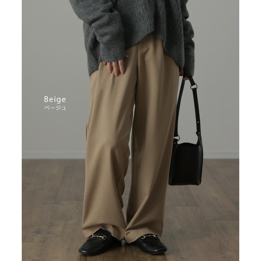 パンツ タックパンツ レディース タック ワイドパンツ ワイド ロング 大きいサイズ ボトム 体型カバー タイムセールSW2 | HUG.U | 19