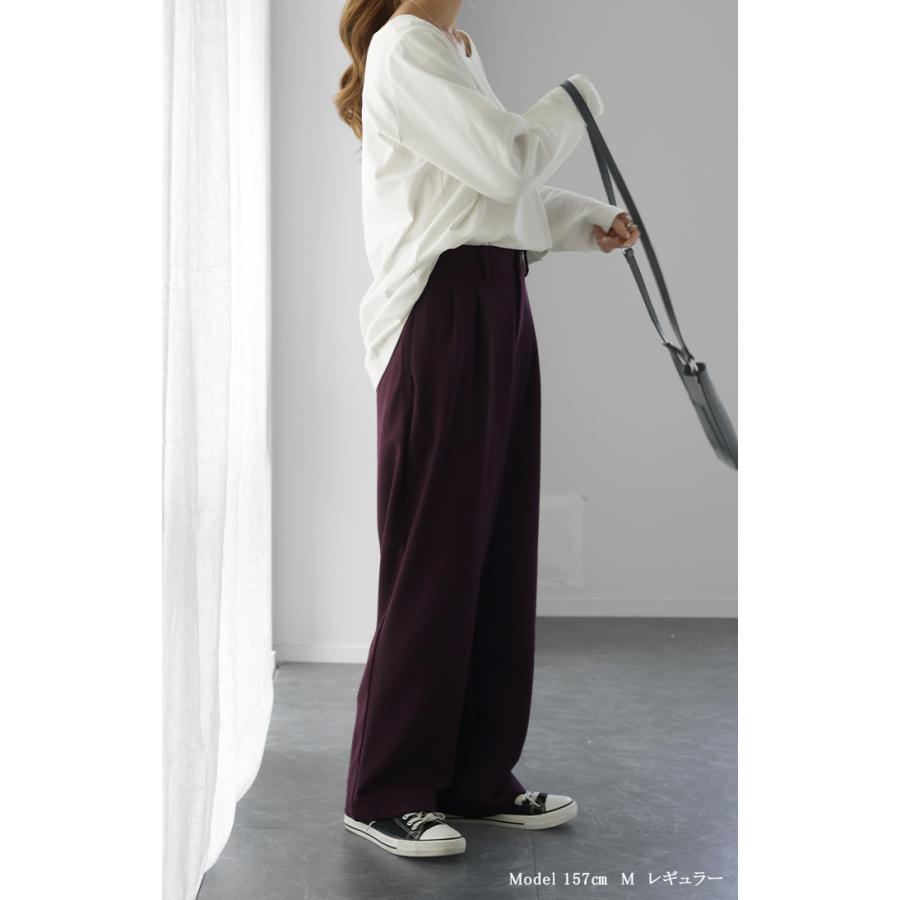 パンツ タックパンツ レディース タック ワイドパンツ ワイド ロング 大きいサイズ ボトム 体型カバー タイムセールSW2 | HUG.U | 21