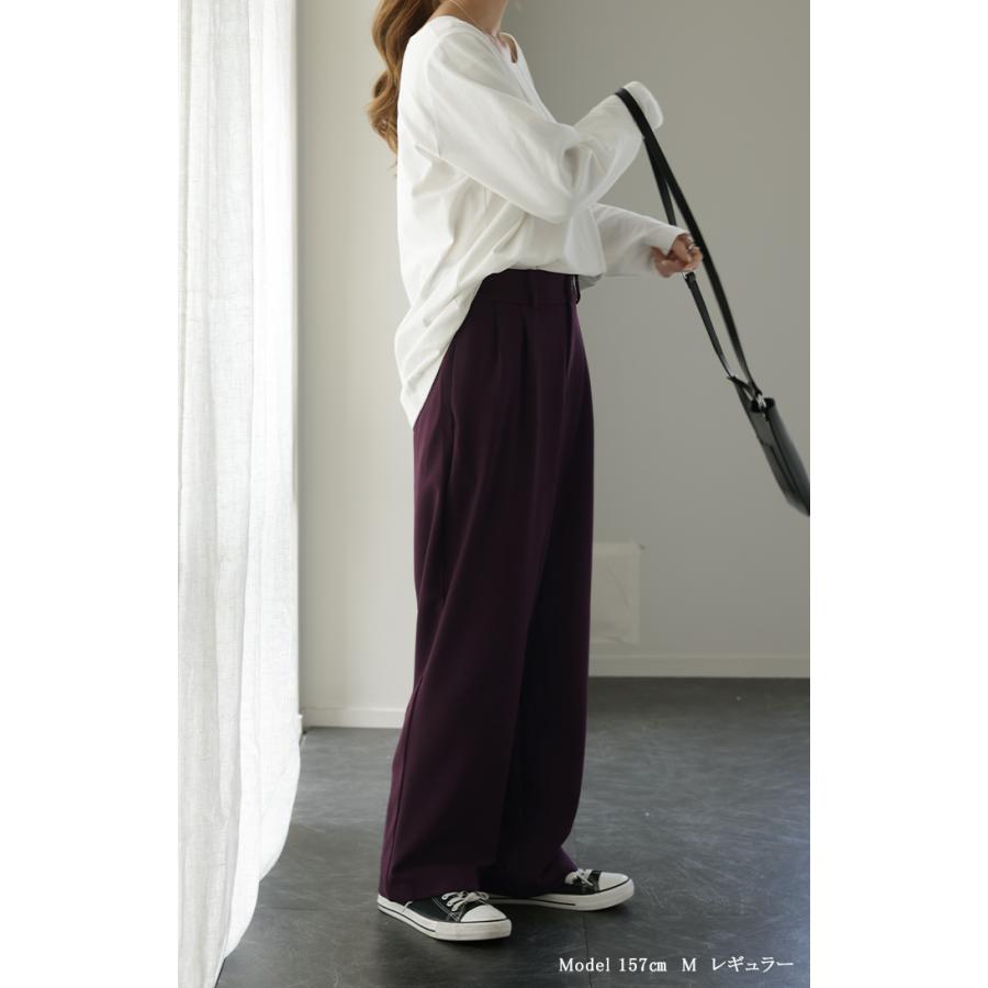 パンツ タックパンツ レディース タック ワイドパンツ ワイド ロング 大きいサイズ ボトム 体型カバー タイムセールSW2 | HUG.U | 21