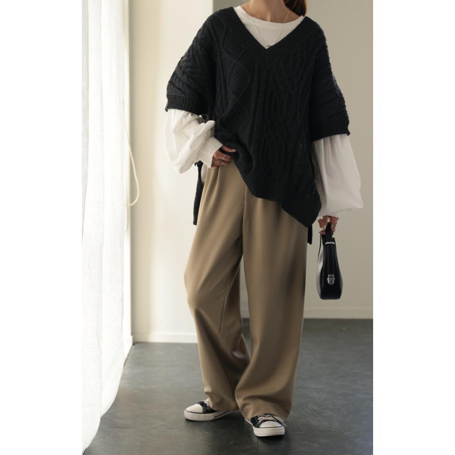 パンツ タックパンツ レディース タック ワイドパンツ ワイド ロング 大きいサイズ ボトム 体型カバー タイムセールSW2 | HUG.U | 07