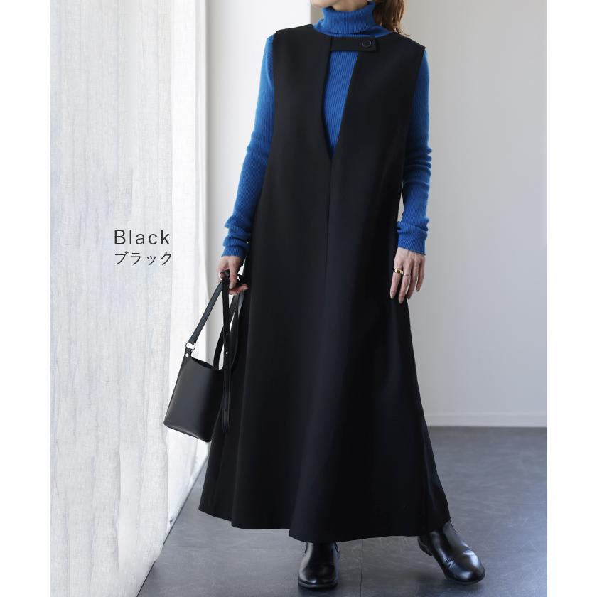 ワンピース レディース ロング きれいめ 2way ノースリーブ レイヤード Vネック オケージョン ドレス 袖なし | HUG.U | 13