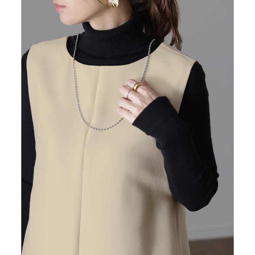 ワンピース レディース ロング きれいめ 2way ノースリーブ レイヤード Vネック オケージョン ドレス 袖なし | HUG.U | 05