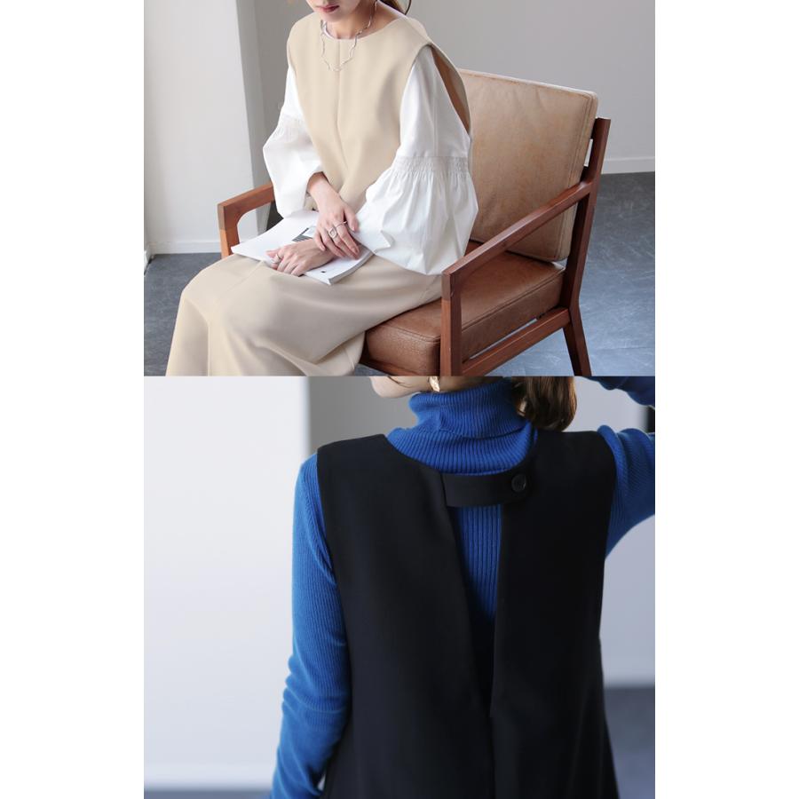 ワンピース レディース ロング きれいめ 2way ノースリーブ レイヤード Vネック オケージョン ドレス 袖なし | HUG.U | 09