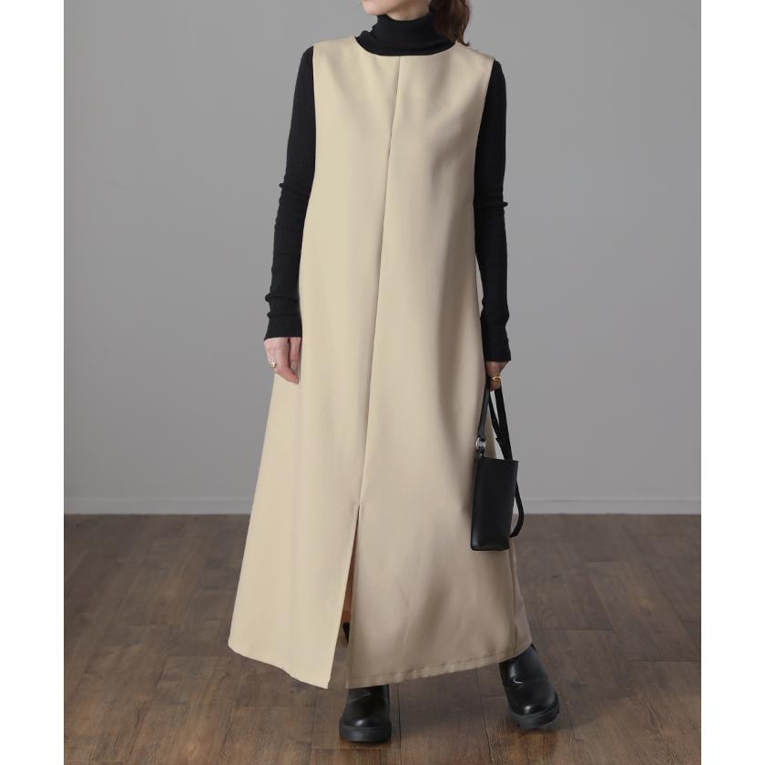 ワンピース レディース ロング きれいめ 2way ノースリーブ レイヤード Vネック オケージョン ドレス 袖なし | HUG.U | 10