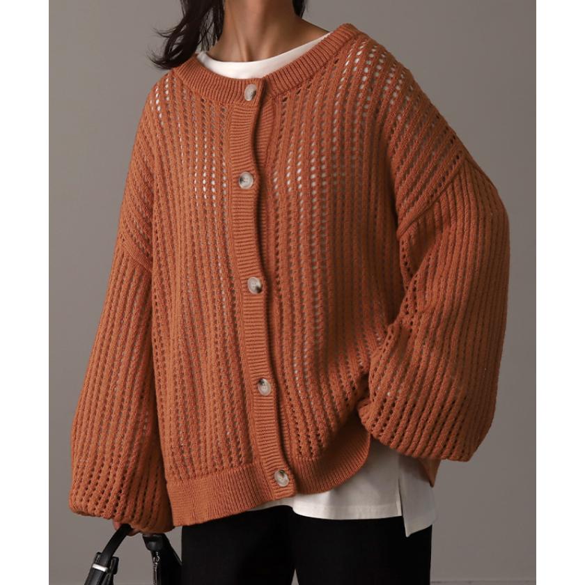 前後 2way ニット プルオーバー カーディガン 透かし編み サマーニット ニットカーディガン | HUG.U | 08