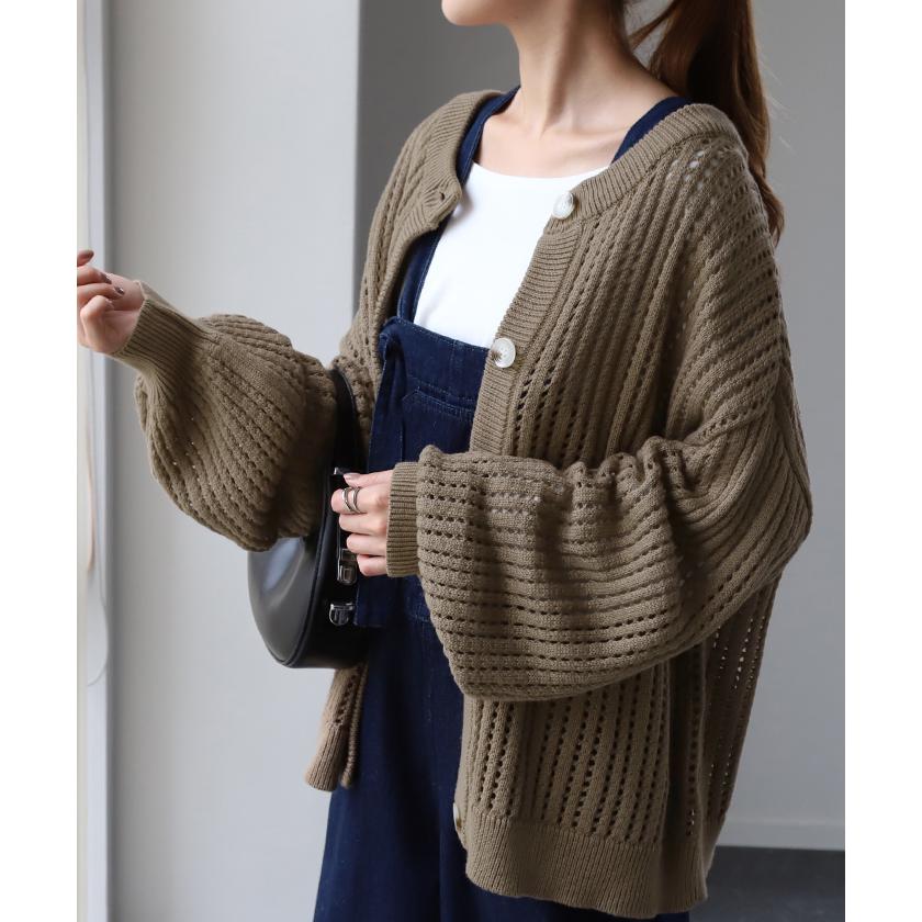 前後 2way ニット プルオーバー カーディガン 透かし編み サマーニット ニットカーディガン | HUG.U | 12