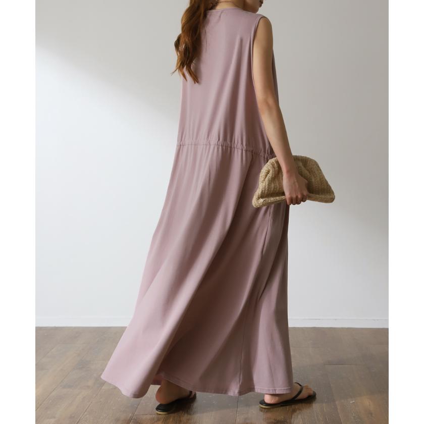 ワンピース レディース ノースリーブ ロング ロングワンピース Aライン ブラウジング タンクトップ タンクワンピース 袖なし カットソー | HUG.U | 09