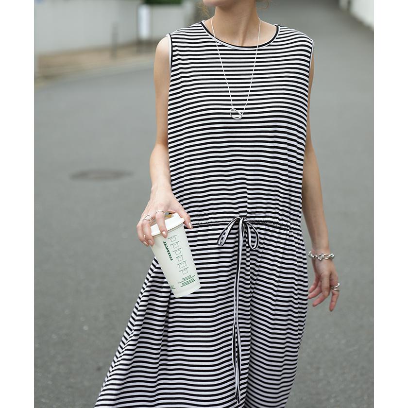 ワンピース レディース ノースリーブ ロング ロングワンピース Aライン ブラウジング タンクトップ タンクワンピース 袖なし カットソー | HUG.U | 13