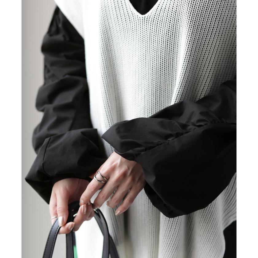 トップス レディース カットソー ブラウス パフスリーブ ロンT レイヤード 重ね着 ボリューム袖 ぽわん袖 シャツ ドッキング タイムセールSW2 | HUG.U | 04