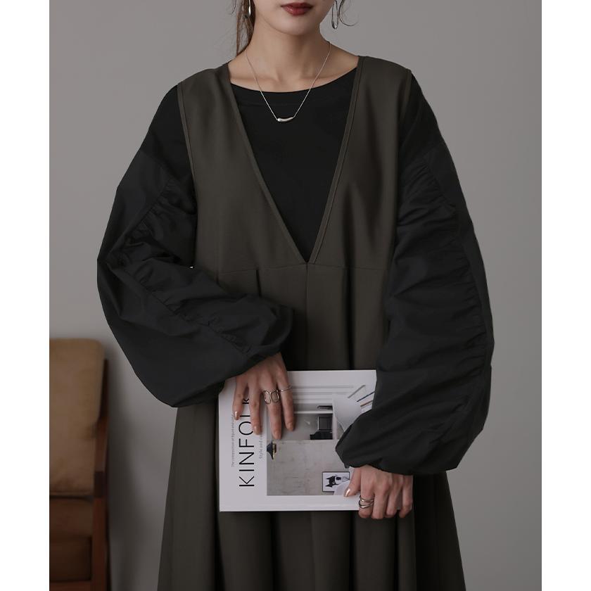 トップス レディース カットソー ブラウス パフスリーブ ロンT レイヤード 重ね着 ボリューム袖 ぽわん袖 シャツ ドッキング タイムセールSW2 | HUG.U | 10