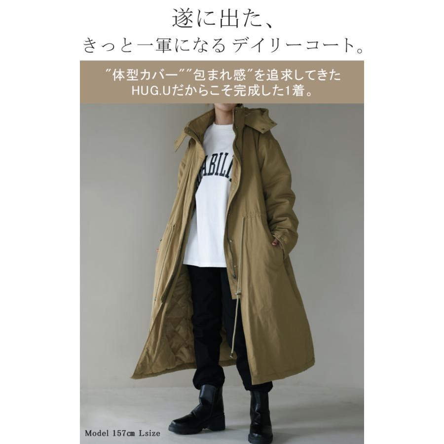 SALE アウター レディース ミリタリーコート 中綿 コート 暖か ダウン フェイクダウン モッズコートスタンドカラー アウトレット | HUG.U | 04