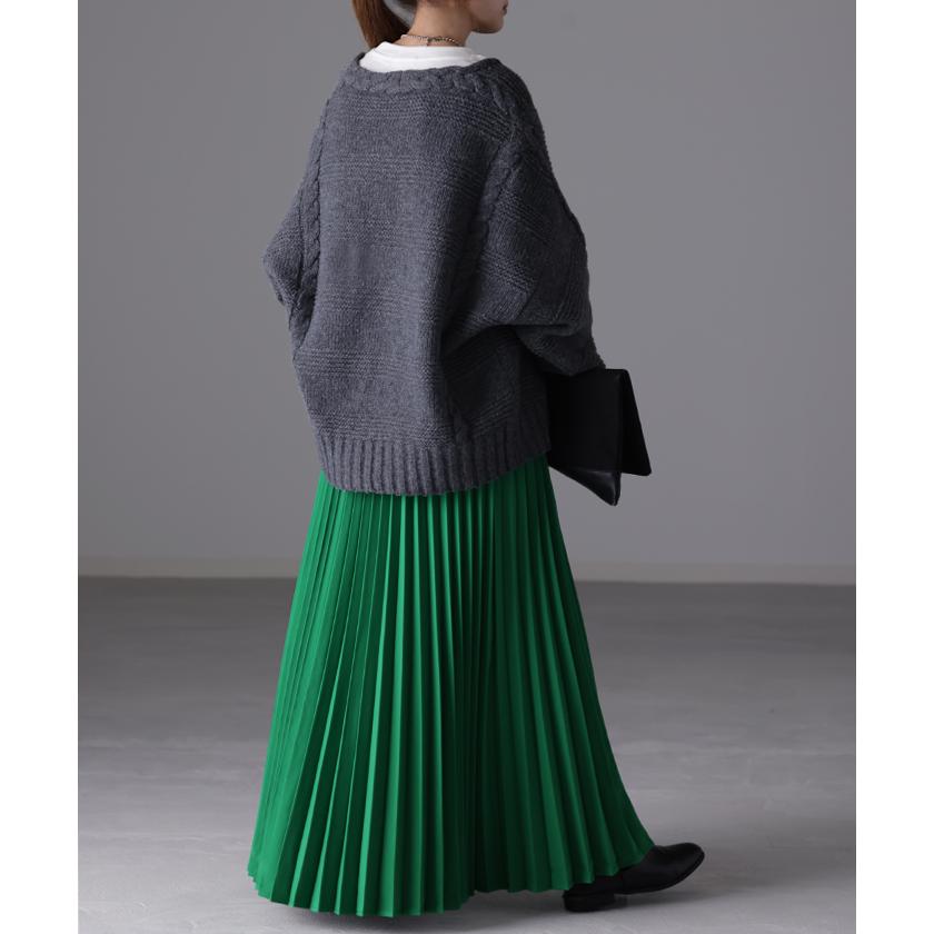 スカート プリーツ プリーツスカート ロング レディース 洗える マキシ 体型カバー Aライン  ゴム フレア ボトムス ロングスカート | HUG.U | 18