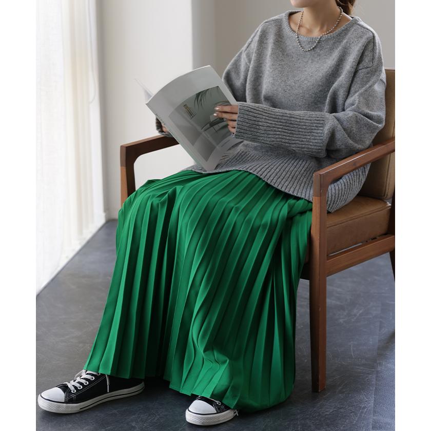 HUG.U スカート プリーツ プリーツスカート ロング レディース 洗える