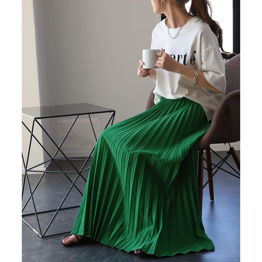スカート プリーツ プリーツスカート ロング レディース 洗える マキシ 体型カバー Aライン  ゴム フレア ボトムス ロングスカート | HUG.U | 22