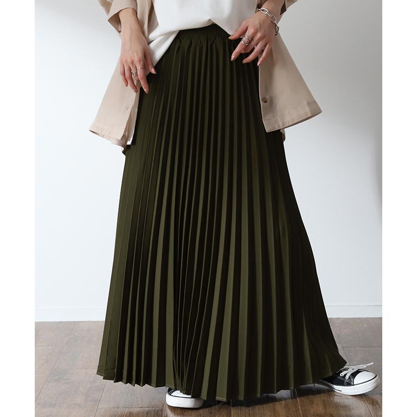 スカート プリーツ プリーツスカート ロング レディース 洗える マキシ 体型カバー Aライン  ゴム フレア ボトムス ロングスカート | HUG.U | 08