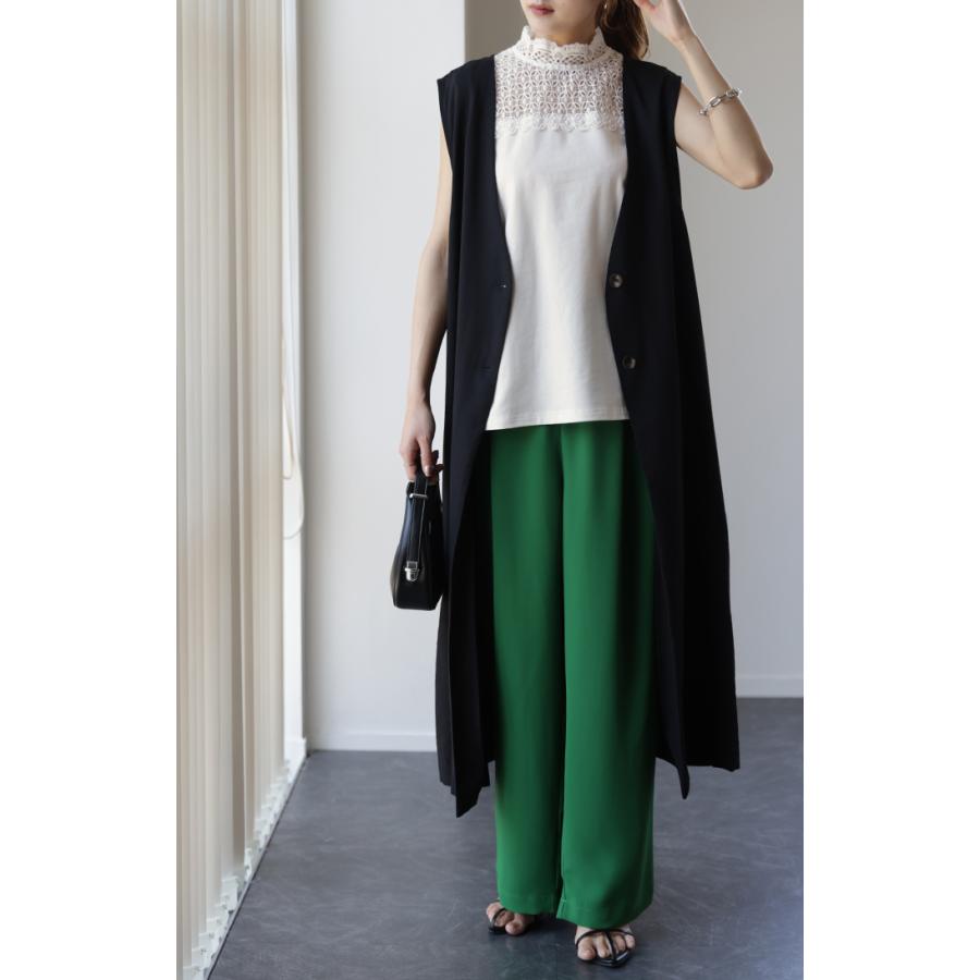 タンクトップ レディース トップス レース つけ襟 タンク フリル インナー レイヤード ハイネック 重ね着 白 黒 | HUG.U | 12