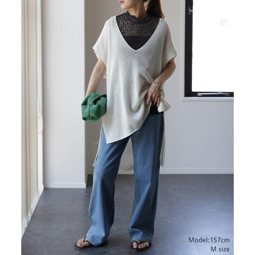 タンクトップ レディース トップス レース つけ襟 タンク フリル インナー レイヤード ハイネック 重ね着 白 黒 | HUG.U | 07