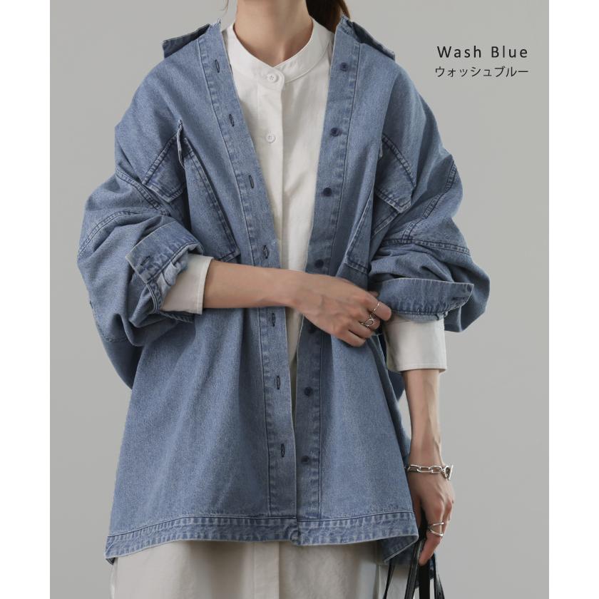 デニムシャツ レディース デニムジャケット オーバーサイズ アウター シャツ デニム トップス ジャケット Gジャン 体型カバー 長袖 羽織  タイムセールSW2 | HUG.U | 19