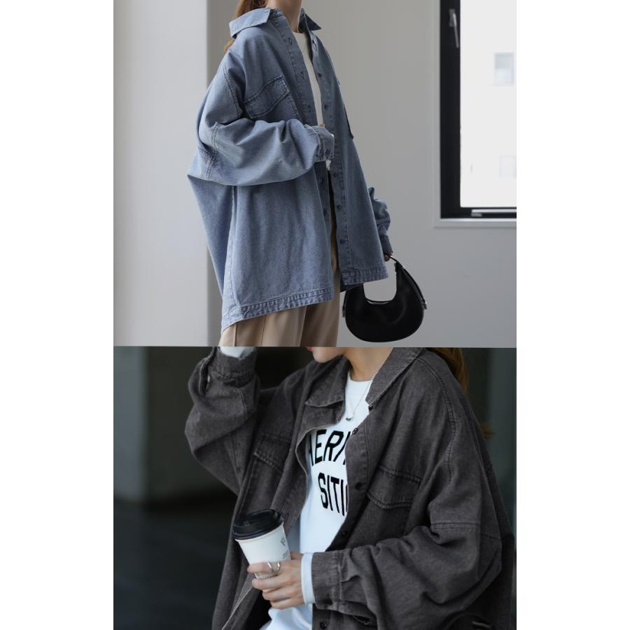 デニムシャツ レディース デニムジャケット オーバーサイズ アウター シャツ デニム トップス ジャケット Gジャン 体型カバー 長袖 羽織  タイムセールSW2 | HUG.U | 09