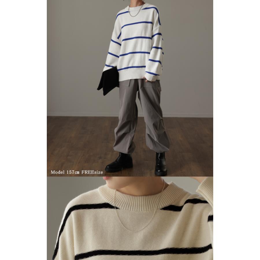 HUG.U ボーダー ニット レディース プルオーバー セーター HUG.U ボーダー ニット レディース プルオーバー セーター