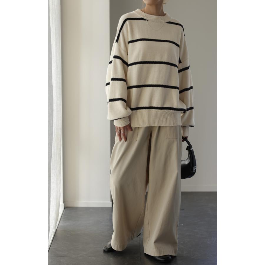 ボーダー ニット レディース プルオーバー セーター トレーナー トップス 長袖 丸首 ライトニット | HUG.U | 18