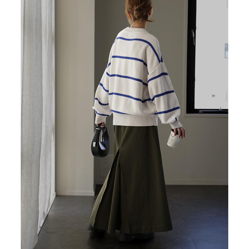 ボーダー ニット レディース プルオーバー セーター トレーナー トップス 長袖 丸首 ライトニット | HUG.U | 21