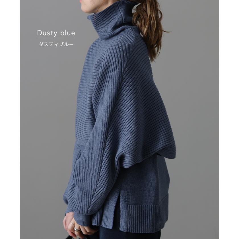 ニット レディース 秋 新作 トップス レイヤード 2点セット ベスト ショートニット タートル ハイネック 長袖 リブニット セーター タートルネック | HUG.U | 15